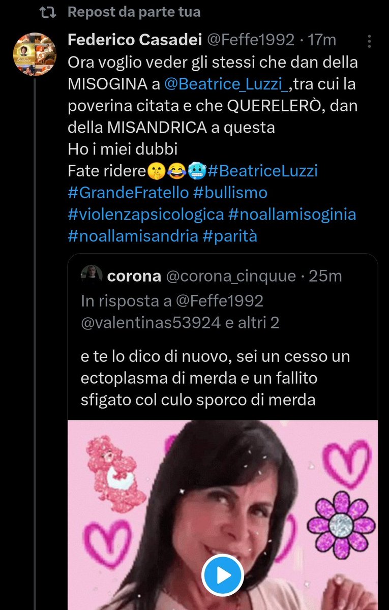 GodsHouse_24_11's tweet photo. Care Orlando e Luxuria, io trovo molto bigotto e misandrico NEGARE che ANCHE l'uomo subisce molestie, violenze sessuali, e un CORPO DA RISPETTARE, anziché ammetterlo come ha fatto @Beatrice_Luzzi_ e ciò non ci rende violenti se siamo RISPETTOSI. #GrandeFratello #BeatriceLuzzi https://t.co/mHFVJAzYBg