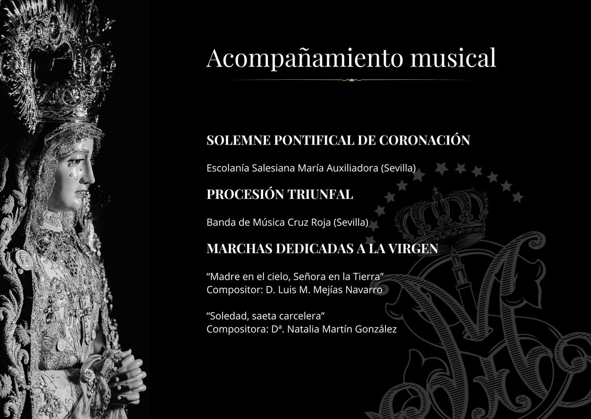 Este sábado sonará por primera vez en la calle “SOLEDAD, SAETA CARCELERA”, mi última composición dedicada a Nuestra Señora y Madre de la Soledad de Marchena el día de su Coronación Canónica por parte de <a href="/BandaCruzRoja/">BM Cruz Roja</a>