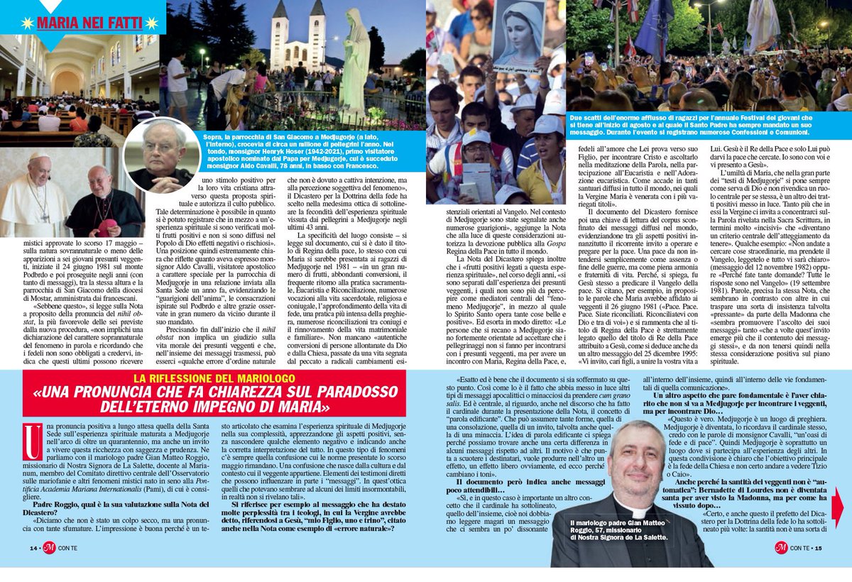 FrancoisVayne's tweet photo. In #MariaconTe potete leggere la mia analisi dello storico “nihil obstat" del Papa a proposito del fenomeno #Medjugorje. Chiedetelo in edicola dal 26 settembre!
@fam_cristiana
@vaticannews_it
@RadioMariaITA https://t.co/rY878XScKb