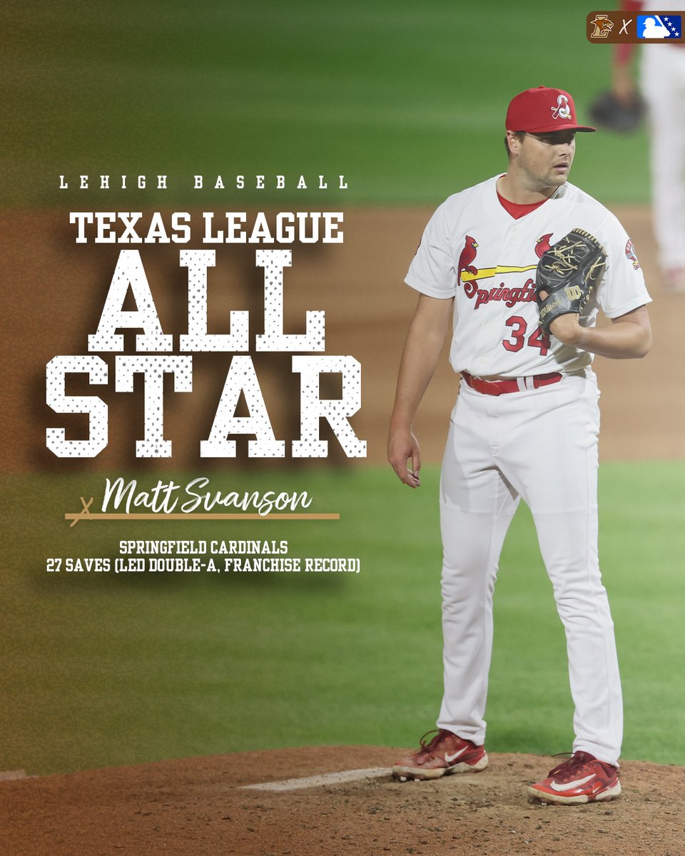 Lehigh Baseball (@lehighbaseball) on Twitter photo 𝗔𝗟𝗟-𝗦𝗧𝗔𝗥 ⭐
Congratulations to <a href="/mattsvanson/">Matt Svanson</a> on an All-Star and record-breaking season with the <a href="/Sgf_Cardinals/">Springfield Cardinals</a>!
#GoLehigh 𝗔𝗟𝗟-𝗦𝗧𝗔𝗥 ⭐
Congratulations to <a href="/mattsvanson/">Matt Svanson</a> on an All-Star and record-breaking season with the <a href="/Sgf_Cardinals/">Springfield Cardinals</a>!
#GoLehigh