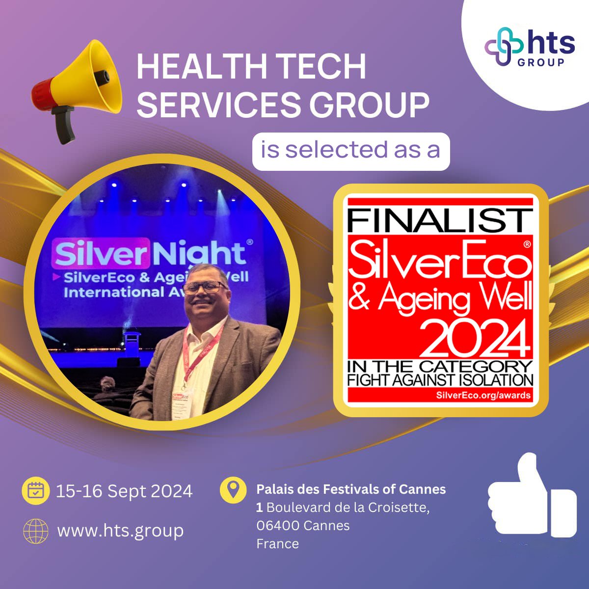 ClinicAtHome24's tweet photo. We are thrilled to have been part of the SilverEco &amp; Ageing Well International Awards 2024, where we were recognized as a finalist! This event celebrates innovation in the ageing well sector, and we are proud to contribute to making a positive impact.

#SilverEco #AgeingWell https://t.co/prDzFlH5Ws
