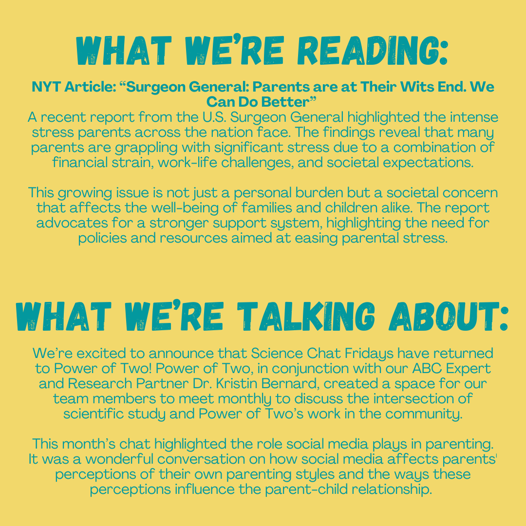 Want to know what’s new with Power of Two? Here’s a look at what we’ve been up to in September!

To receive updates on Power of Two, sign up for our newsletter on our website (powerof2.nyc)