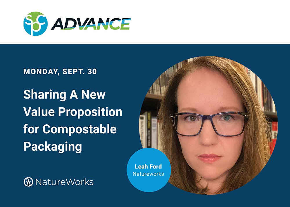 natureworks's tweet image. 📅 MONDAY, SEPT 30th, NatureWorks' Leah Ford joins an #SPCAdvance panel discussion featuring branding &amp;amp; outreach experts on how their collaborative value proposition messaging can articulate the best role for #CompostablePackaging. natureworksllc.com/about-naturewo…