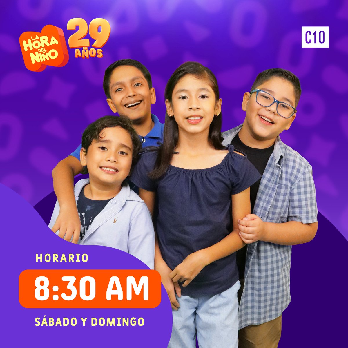 Canal10Sv's tweet photo. En punto de las 8:30 a.m., ¡No te pierdas @lahoradelnino! 👦🏻👧🏻 

Disfruta en familia todos los fines de semana, a través de nuestra señal. 👨‍👩‍👧‍👦📺 https://t.co/GdMLIazEyo