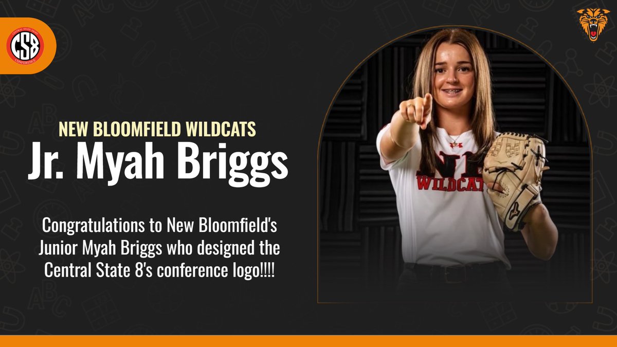 Congratulations to Jr. Myah Briggs of New Bloomfield for creating the logo for the Central State 8!!! Appreciate the dedication and talents of Myah!!!! #CS8 @TiptonRVIdist <a href="/R_VilleStudents/">RHS Student Body</a> <a href="/ColeRV1/">Cole County R-V School</a> <a href="/FayetteFalcons/">Fayette High School</a> <a href="/ActivitiesNbhs/">NBHS Activities</a> <a href="/OsageR2Schools/">Osage County R-2 School District</a> <a href="/SC_Bulldog/">SC Bulldog</a> @HarrisburgAth