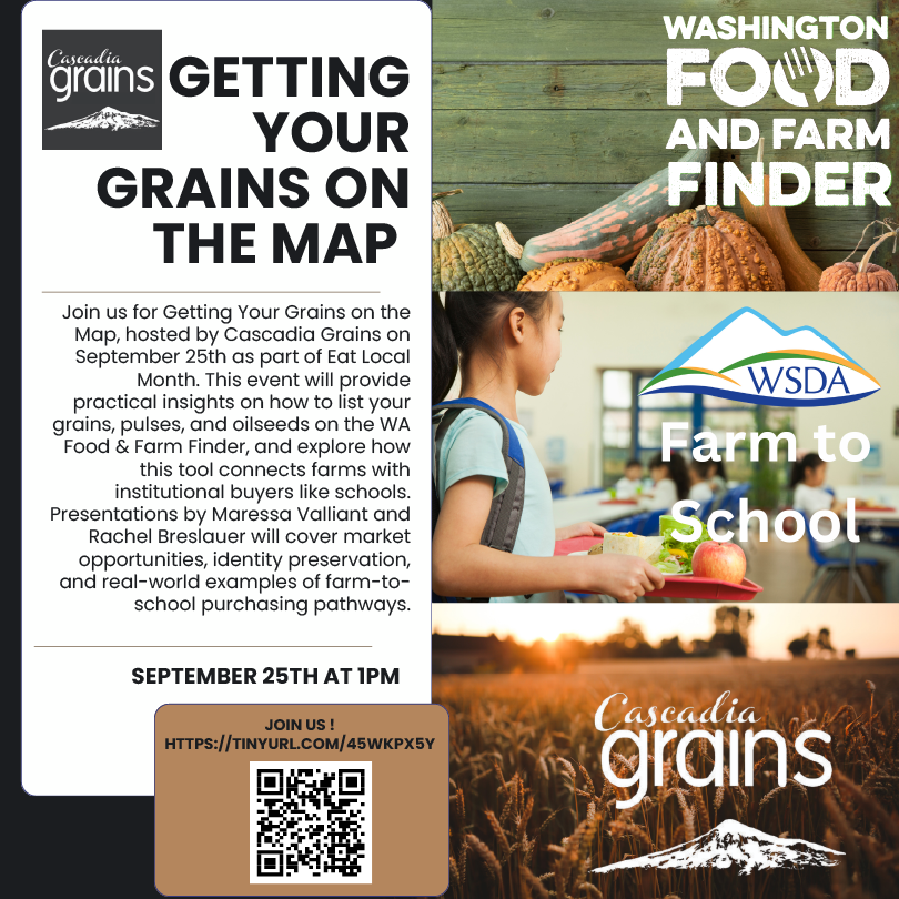 EatLocalFirstWA's tweet photo. TODAY at 1PM - Cascadia Grains virtual event - Getting Your Grains on the Map
Can't make it? This call will be recorded and we're happy to share with you later. Post a comment and we'll notify you when it is available.
https://t.co/IRLHQx6lpZ
#CascadiaGrains #MarketAccess https://t.co/2evS2t4WID