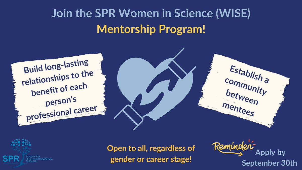 1/4 SPR is piloting a mentoring program for #2024SPR! If you are attending the meeting this year, consider requesting a mentor or serving as a mentor! Apply as a mentor: shorturl.at/2P2TX and/or as a mentee: shorturl.at/Y0VOj