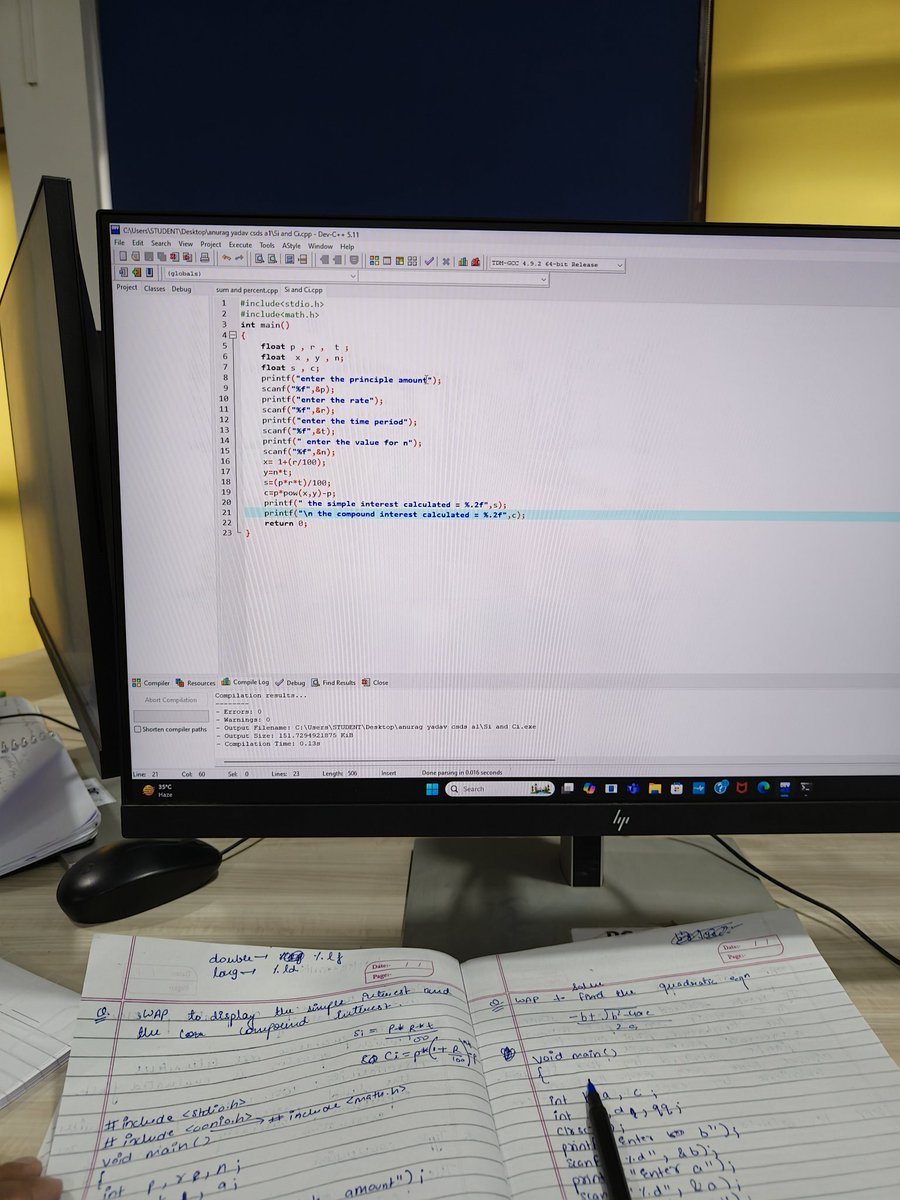 imAYadav17's tweet photo. Had a productive day in my PPS lab, tackling reasoning problems with C programming!  #DSA #CodingJourney #CSE @ShradhaKhapra_ @amazon @autodesk @Google @Microsoft https://t.co/cXSKQg2aHX