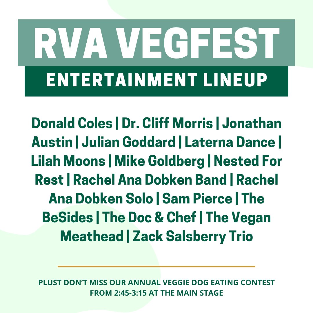Our entertainment lineup is here! 🎶🎸🥁

We’ve got 3 different entertainment areas for you this year:

1️⃣ Our main stage - bands &amp; more!
2️⃣ Our VEGucation tent - speaker and cooking demos 
3️⃣ Our music spot - solo artists 

Set times drop tomorrow 👀