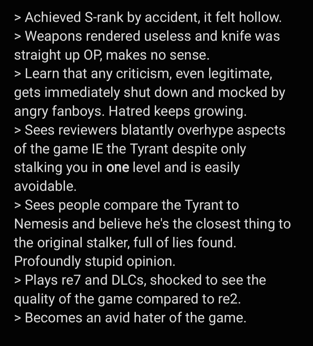 Mr_Hector1906's tweet image. How I became a RE2 REimagining critic, short story.