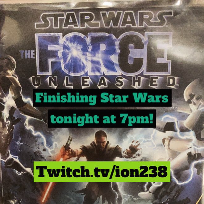 Ion238's tweet photo. Finishing #starwarstheforceunleashed tonight at 7pm, come hang out on https://t.co/4OZyghIIFv 😃😃

#starwarsforceunleashed #theforceunleashed #forceunleashed #starwars #starwarsgames #gaming #streaming #twitch #twitchstreamer #twitchaffiliate https://t.co/e85oCurHdq