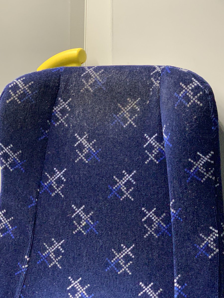 catmc158's tweet photo. @ScotRail carriage 38505 has disgusting head rests. Pix don’t show how ‘bogging’ they are - yuk! 🤢 https://t.co/LPcoCV0gzF