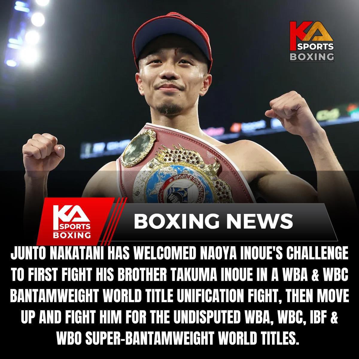 kazportz's tweet photo. Junto Nakatani ready to take on the two INOUE brothers to become undisputed world champion 🇯🇵.
#kasportsboxing #boxingnews #worldboxing #boxingtraining #kboxtv #acetvboxing #boxeo #world #boxing #japanboxing #inoue #nakatani https://t.co/1STTTGBDwc