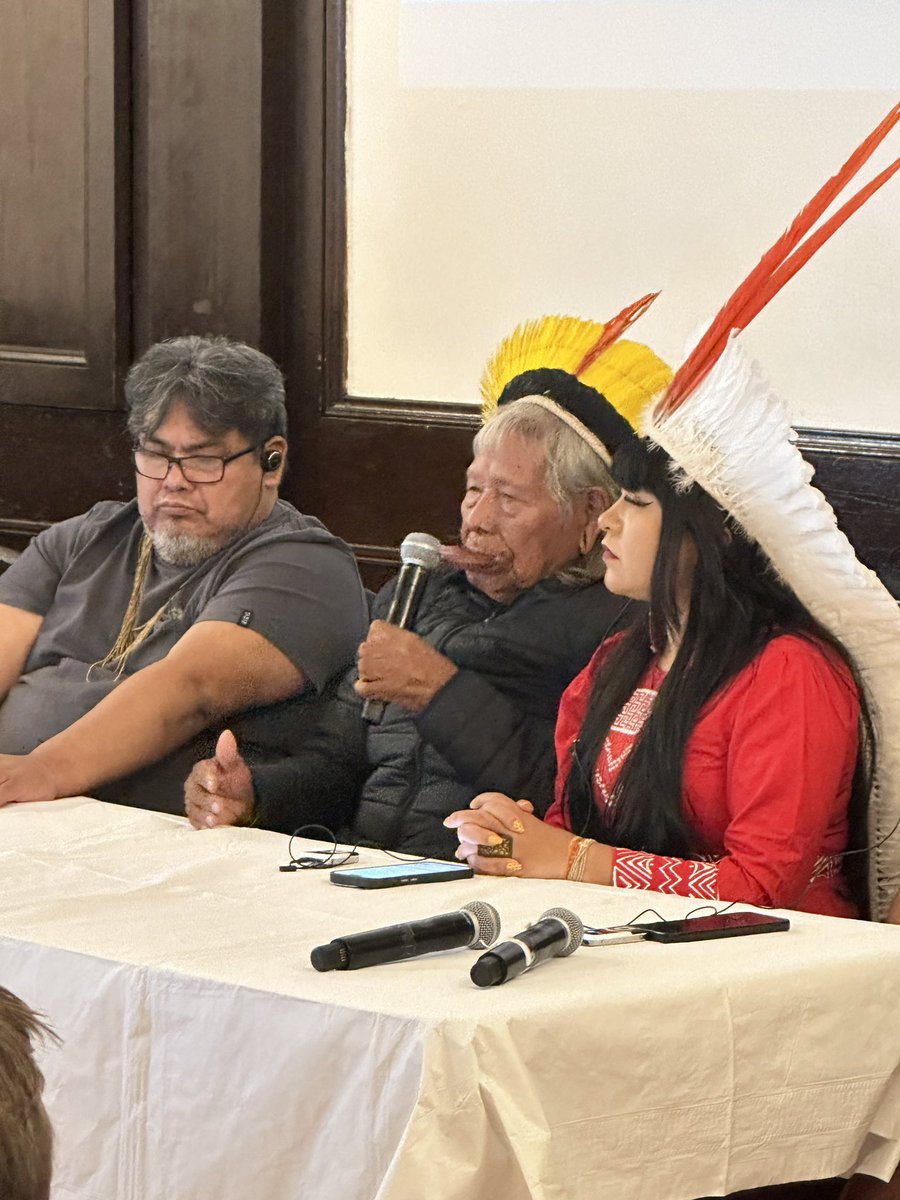 paulpaz's tweet photo. Indigenous leaders from across the Amazon are in NYC for #climateweek raising the alarm about the Amazon in flames due to extractive industries and climate chaos caused by fossil fuels. #AmazonInFlames https://t.co/nDmI7gsVVU