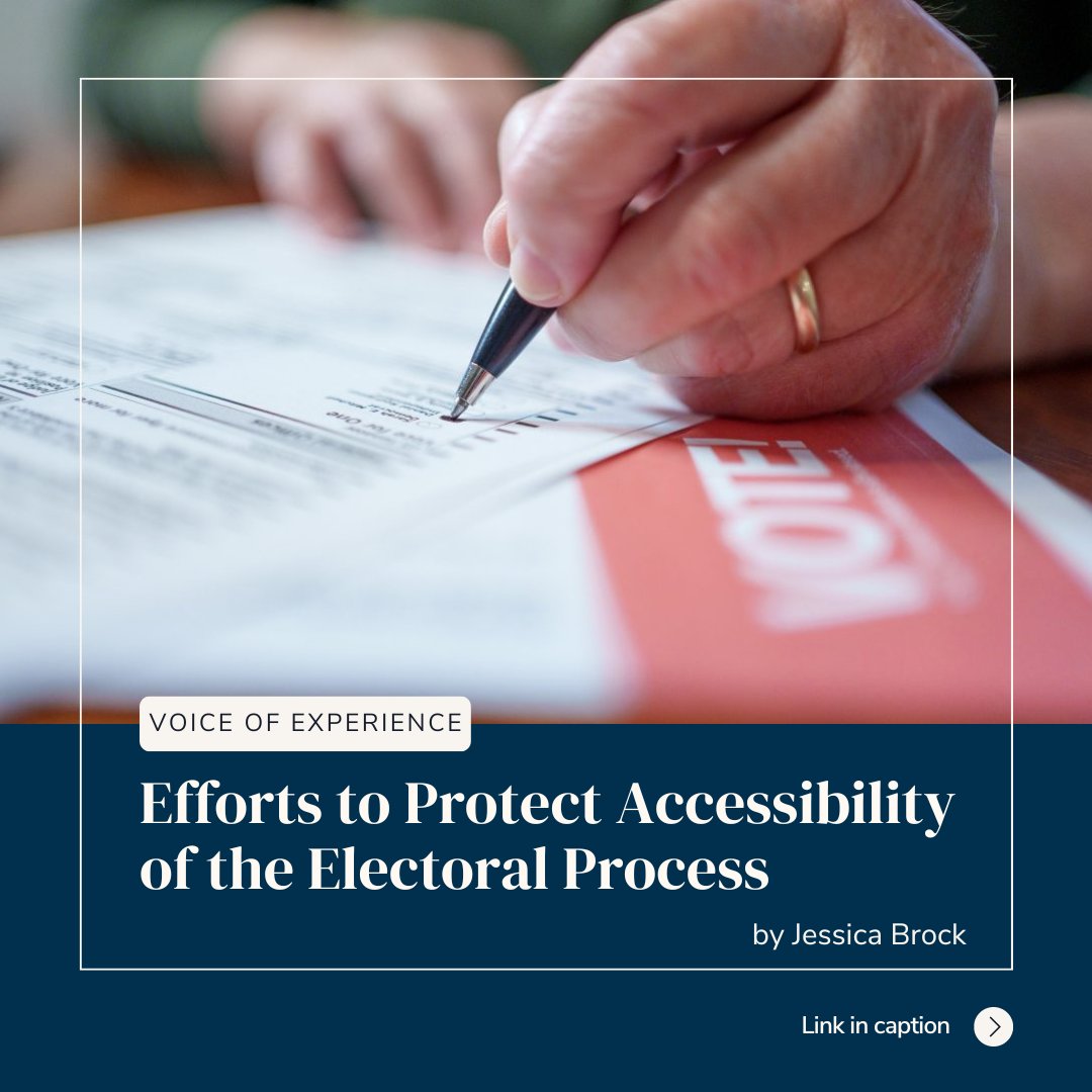 ABALawandAging's tweet photo. Senior Attorney/Chief Counsel Jessica Brock wrote about ensuring accessibility in the electoral process for the September issue of ABA Senior Lawyers Division's Voice of Experience.

Read her article here: https://t.co/La9x67K7HK

#aging #law #accessibility #election2024 #voting https://t.co/8etopxunZh