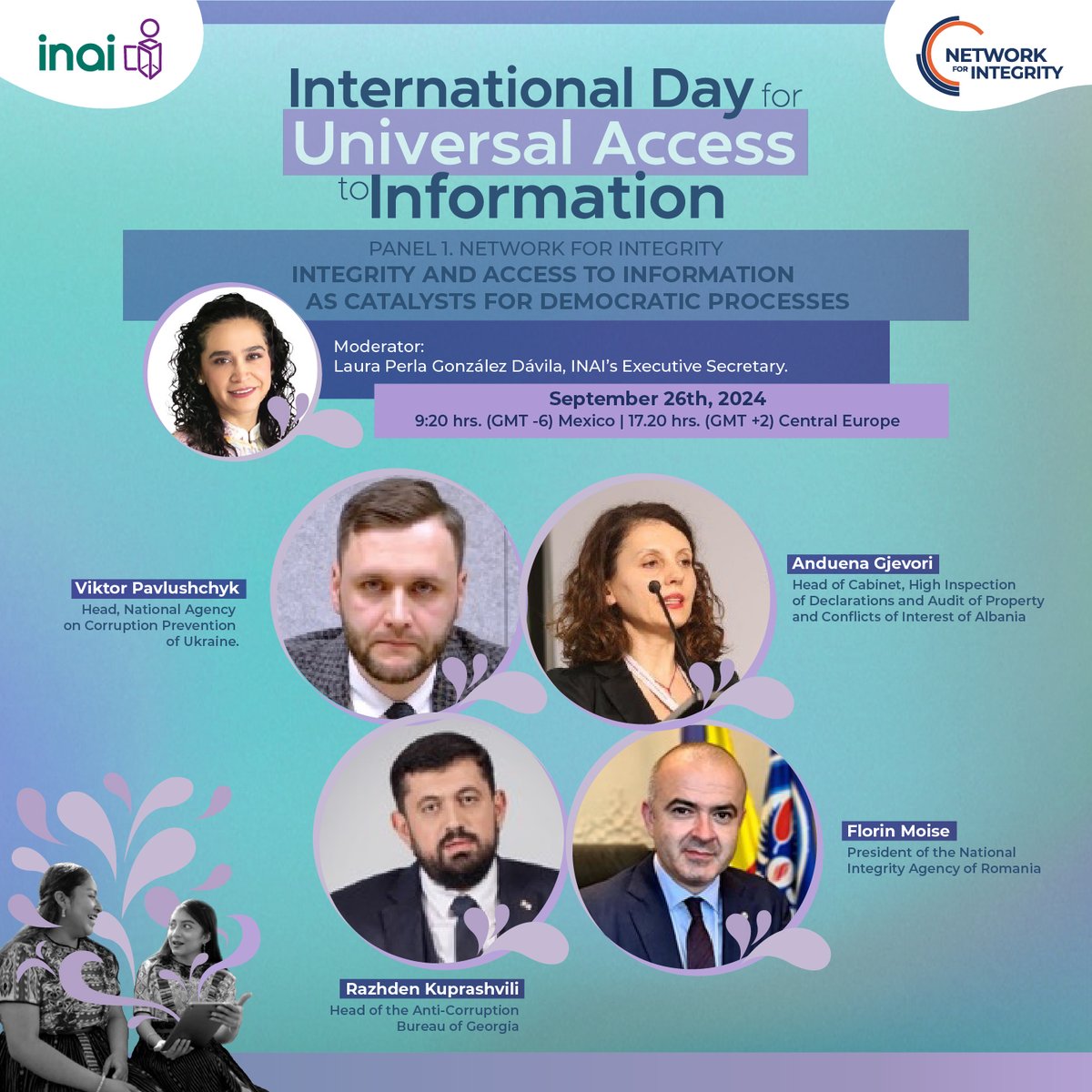 📢Join us tomorrow in the commemoration of IDUAI 2024. Some of our members will be talking in a panel about the "Integrity and Access to Information as Catalysts for Democratic Processes"

🗓️September 26th, 2024
⏰9:20 hrs. (GMT -6) Mexico | 17.20 hrs. (GMT +2) Central Europe