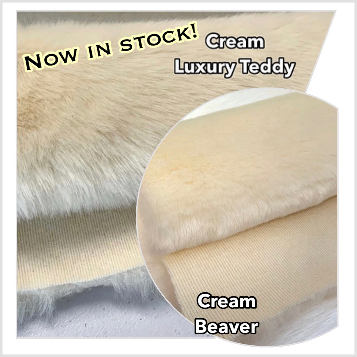Cream is back in stock in Luxury Teddy and Beaver!

Fabrics indicated as Pending Restock are continuing to arrive throughout Fall, stay tuned and we will update as each shipment arrives!