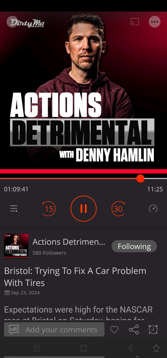 Redn3ck_Ma's tweet photo. Listening to Actions Detrimental, I love the conversation about how #NASCARPlayoffs    are more interesting for the haters when @dennyhamlin advances, I agree with Jared's take.  As a 11 fan, my playoff watching is definitely better when Denny advances lol. https://t.co/Ar3HkNX0tT