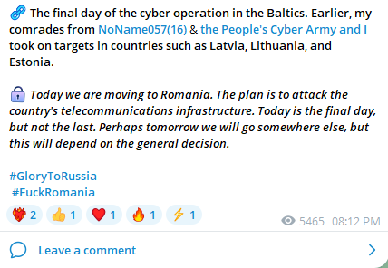 FalconFeedsio's tweet photo. ๐จ Alert๐จ
A recent post by UserSec, in collaboration with NoName and the People's Cyber โโArmy, indicates that they are targeting Romania telecommunications infrastructure.
#Romania
#CyberAttack #Infosec #TheatIntel https://t.co/G7gZ8NV7PR