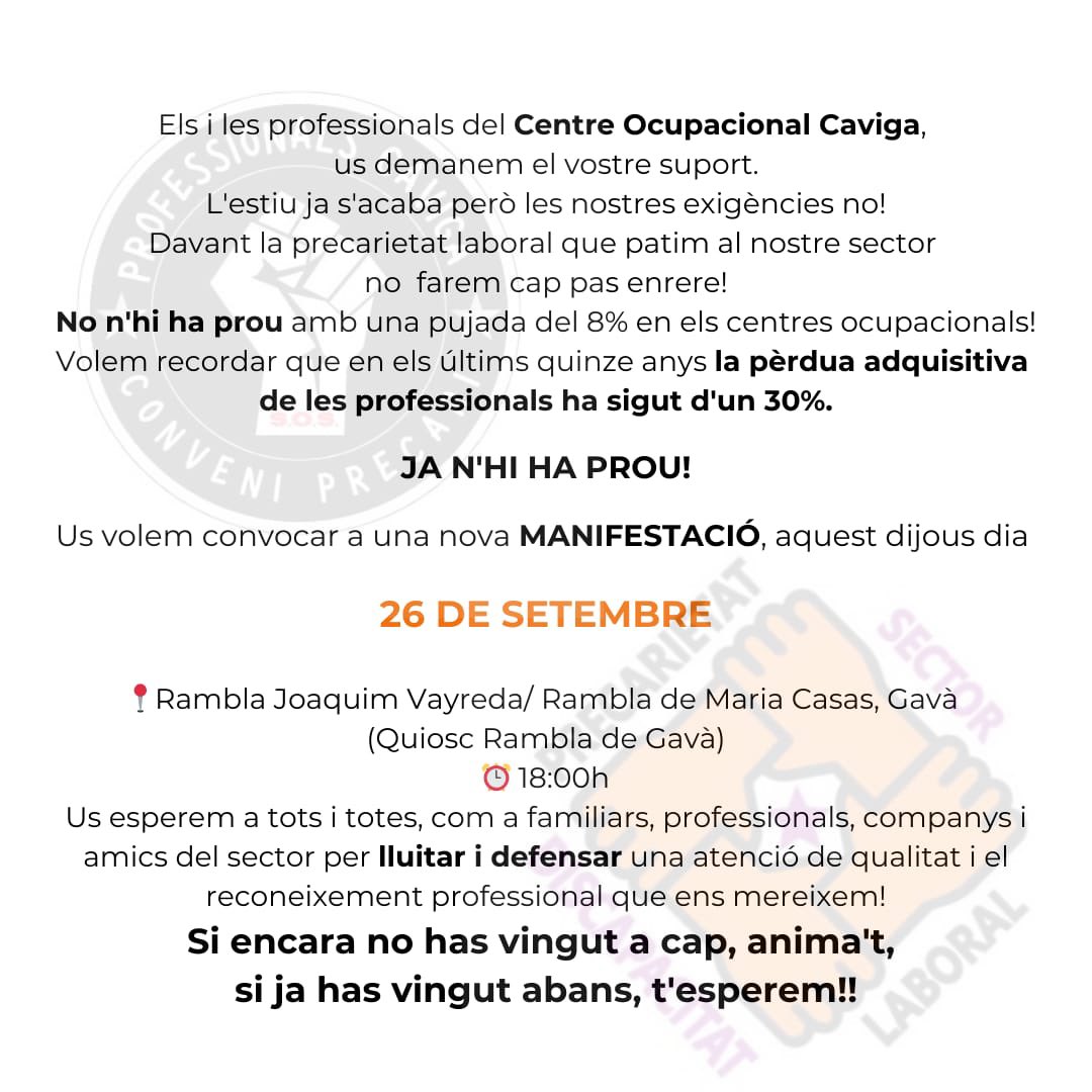 cavigaenlluita's tweet photo. ‼️ JA N’HI HA PROU! #SectorDiscapacitatEnLluita https://t.co/8x4HlUpVO7