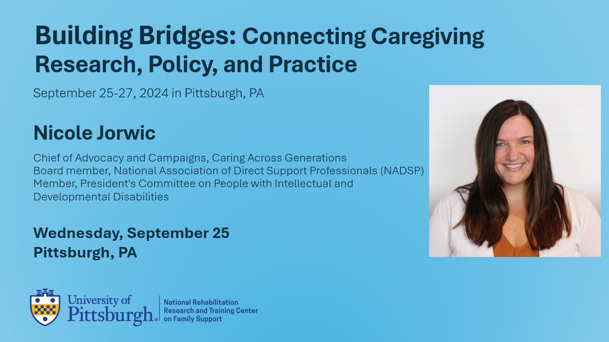 Were you unable to make it to Pittsburgh for #BBPGH24? Register here to watch the livestream 9/25 of our fantastic 4pm Keynote Speaker Nicole Jorwic : tinyurl.com/BBPGH24-Solvin…… #Caregiving