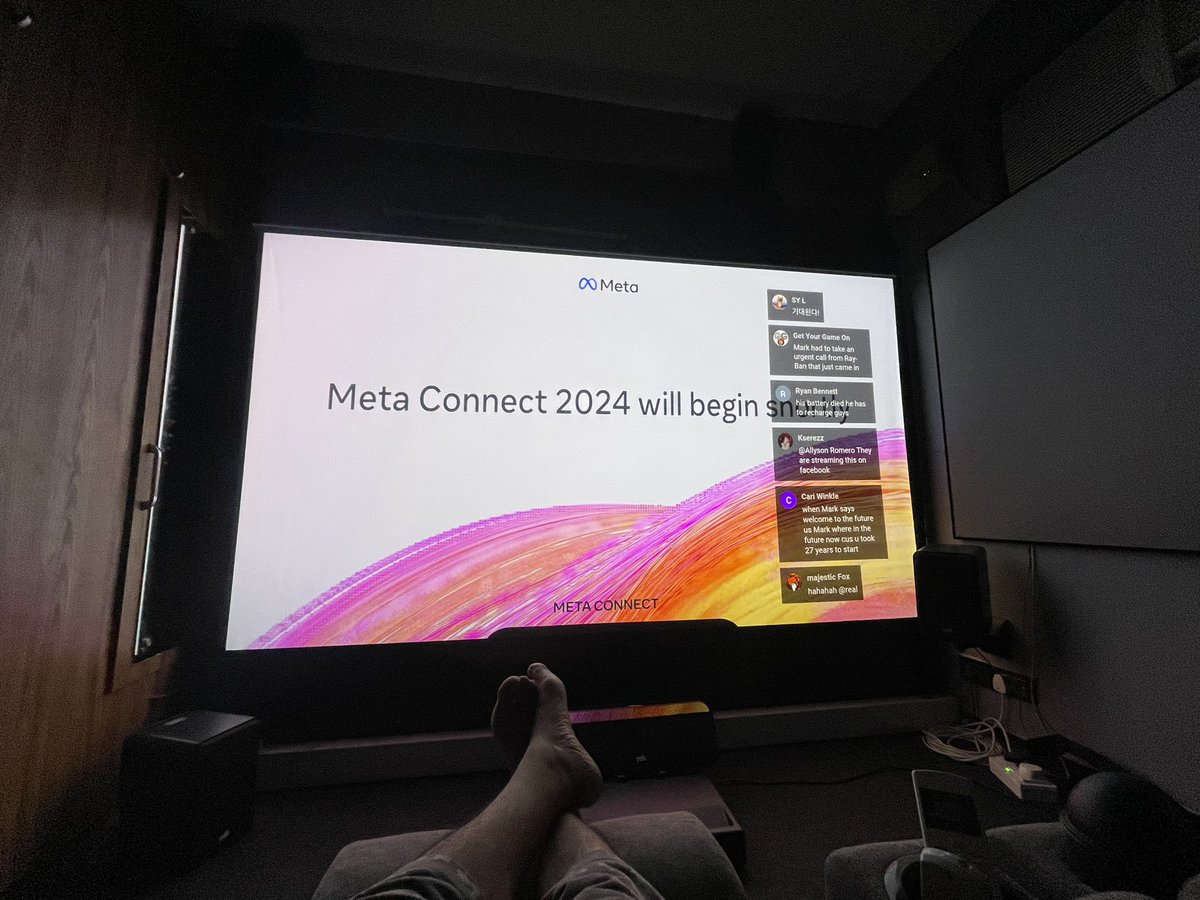 I am ready <a href="/Meta/">Meta</a>. 

Meta Horizon not available in india so watching #MetaConnect2024 on a big screen 😅 

#quest3s #vr