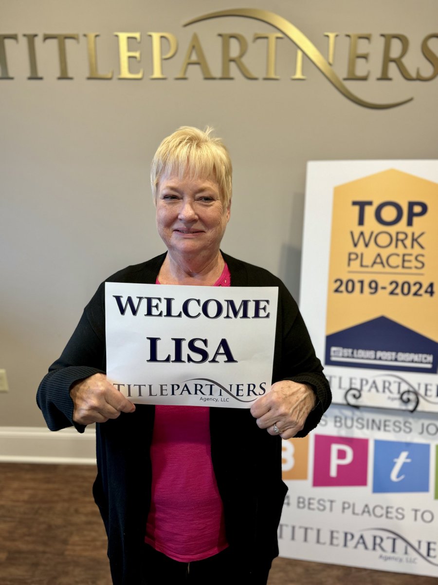 markcoble101's tweet photo. Please join us in welcoming Lisa Mares to our growing Title Partners Agency family!
Lisa is joining TPA as an Escrow Processor at our O’Fallon office.
Welcome Lisa!!
#TitlePartners #NationwideConstructionDisbursing https://t.co/0Xv6rkoinw