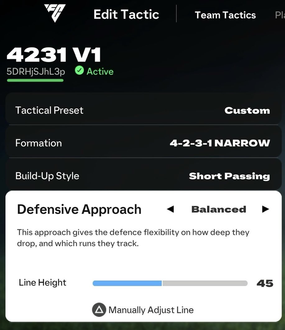 Quick_RageEAFC's tweet image. ‼️  Tactic codes So Far.   4  Total  

📍 4231:   5DRHjSJhL3p   👈

📍 4222:  Ysw5@P&amp;amp;giW#  👈

📍 532:     L&amp;amp;kvikzj$Nr       👈

📍 442:     N4mxkRdTXJd  👈

Take your pick, GL n WL + Rivals
👀 More codes on the way.

#FC25 #FCTACTICS #PS5