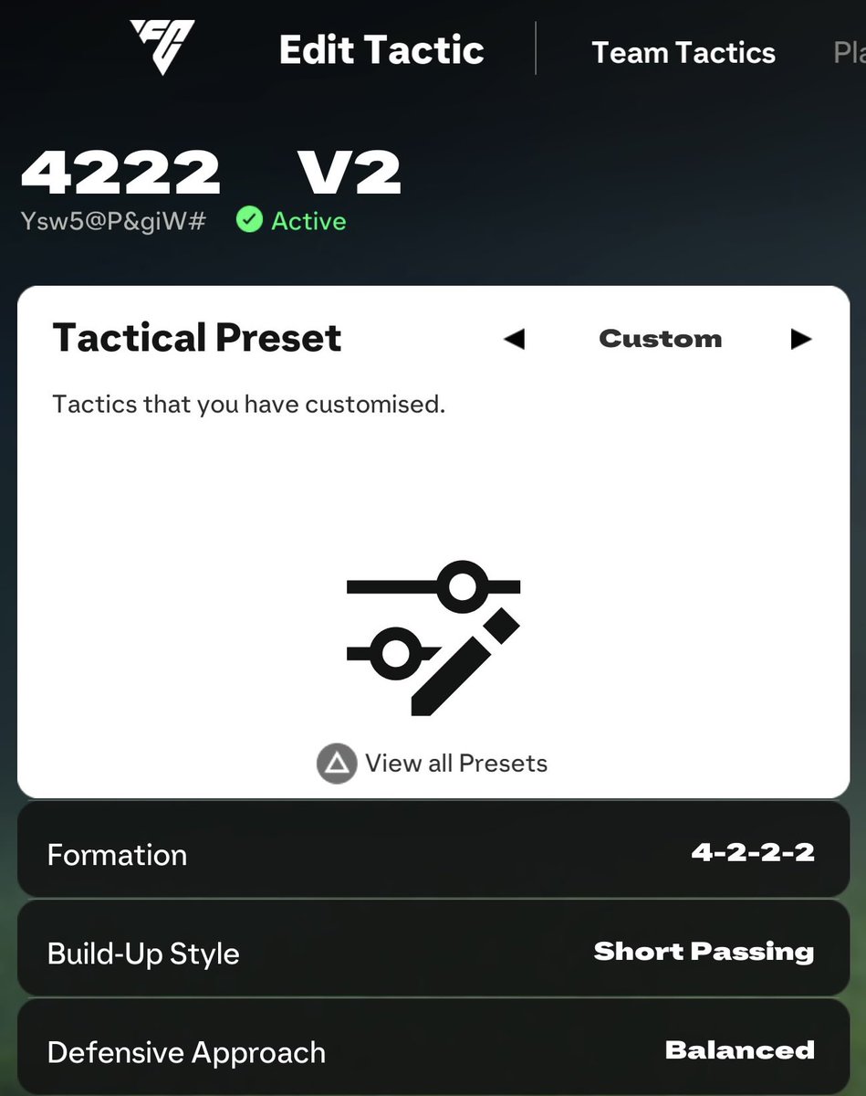 Quick_RageEAFC's tweet image. ‼️  Tactic codes So Far.   4  Total  

📍 4231:   5DRHjSJhL3p   👈

📍 4222:  Ysw5@P&amp;amp;giW#  👈

📍 532:     L&amp;amp;kvikzj$Nr       👈

📍 442:     N4mxkRdTXJd  👈

Take your pick, GL n WL + Rivals
👀 More codes on the way.

#FC25 #FCTACTICS #PS5