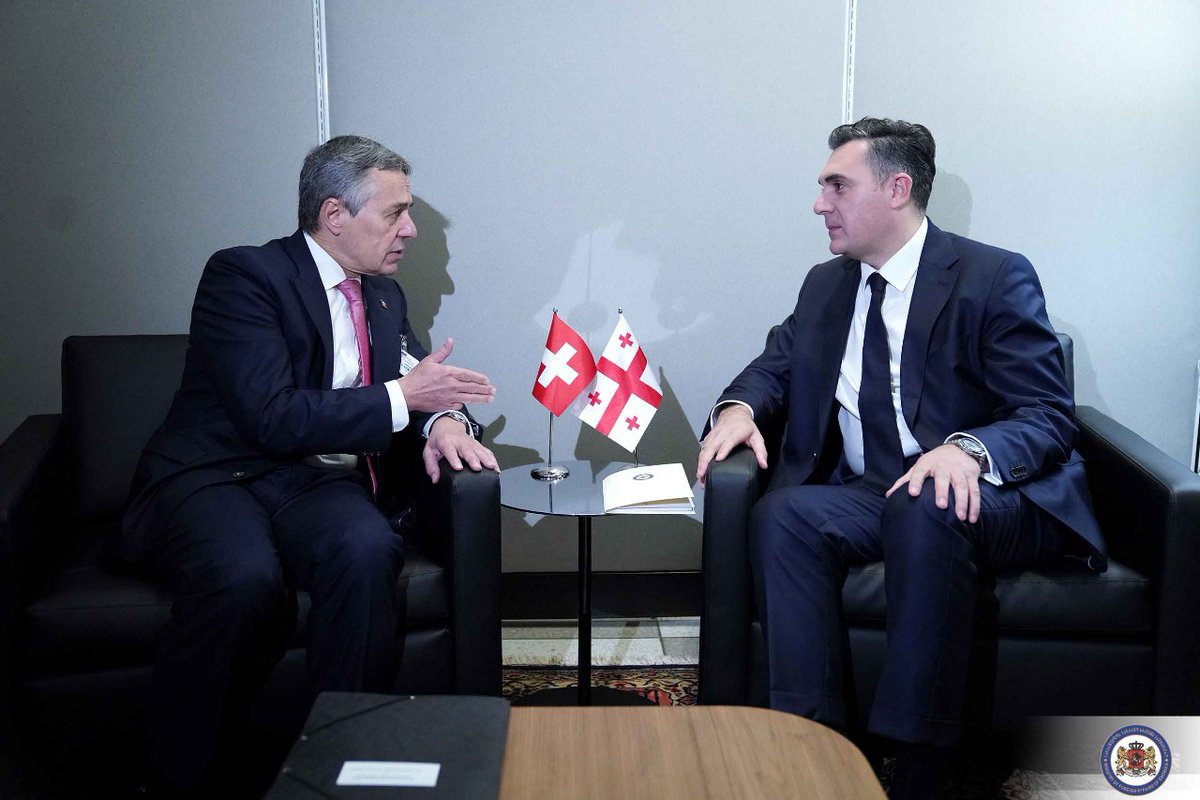 Ilia Darchiashvili (@iliadarch) on Twitter photo Had a very good meeting with my Swiss colleague, <a href="/ignaziocassis/">Ignazio Cassis</a>. We welcomed the 🇬🇪-🇨🇭 fruitful cooperation in bilateral and multilateral formats and expressed readiness to intensify the exchange of high-level visits. We also discussed the security environment across the region Had a very good meeting with my Swiss colleague, <a href="/ignaziocassis/">Ignazio Cassis</a>. We welcomed the 🇬🇪-🇨🇭 fruitful cooperation in bilateral and multilateral formats and expressed readiness to intensify the exchange of high-level visits. We also discussed the security environment across the region