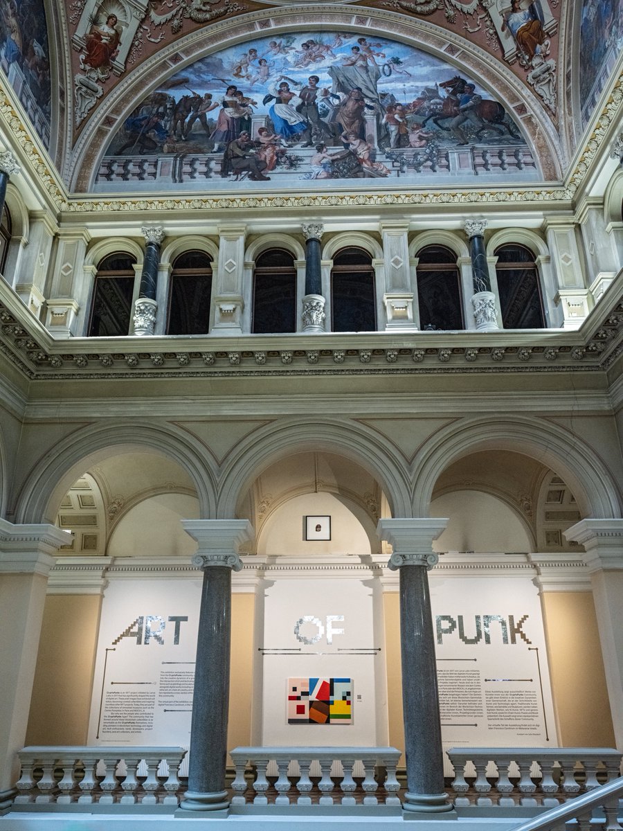 gm gm #CryptoPunks #ARTOFPUNK 🏴‍☠️
The old the the new in perfect harmony ❤️🖤
<a href="/cryptopunksnfts/">CryptoPunks</a> make sure to go to Austria and see this beautiful curated show by <a href="/Tschuuuuly/">Tschuuuly</a> at the Francisco Carolinum Linz <a href="/ooeculture/">OÖ Kultur</a> 🇦🇹
On view until January 2025 😇