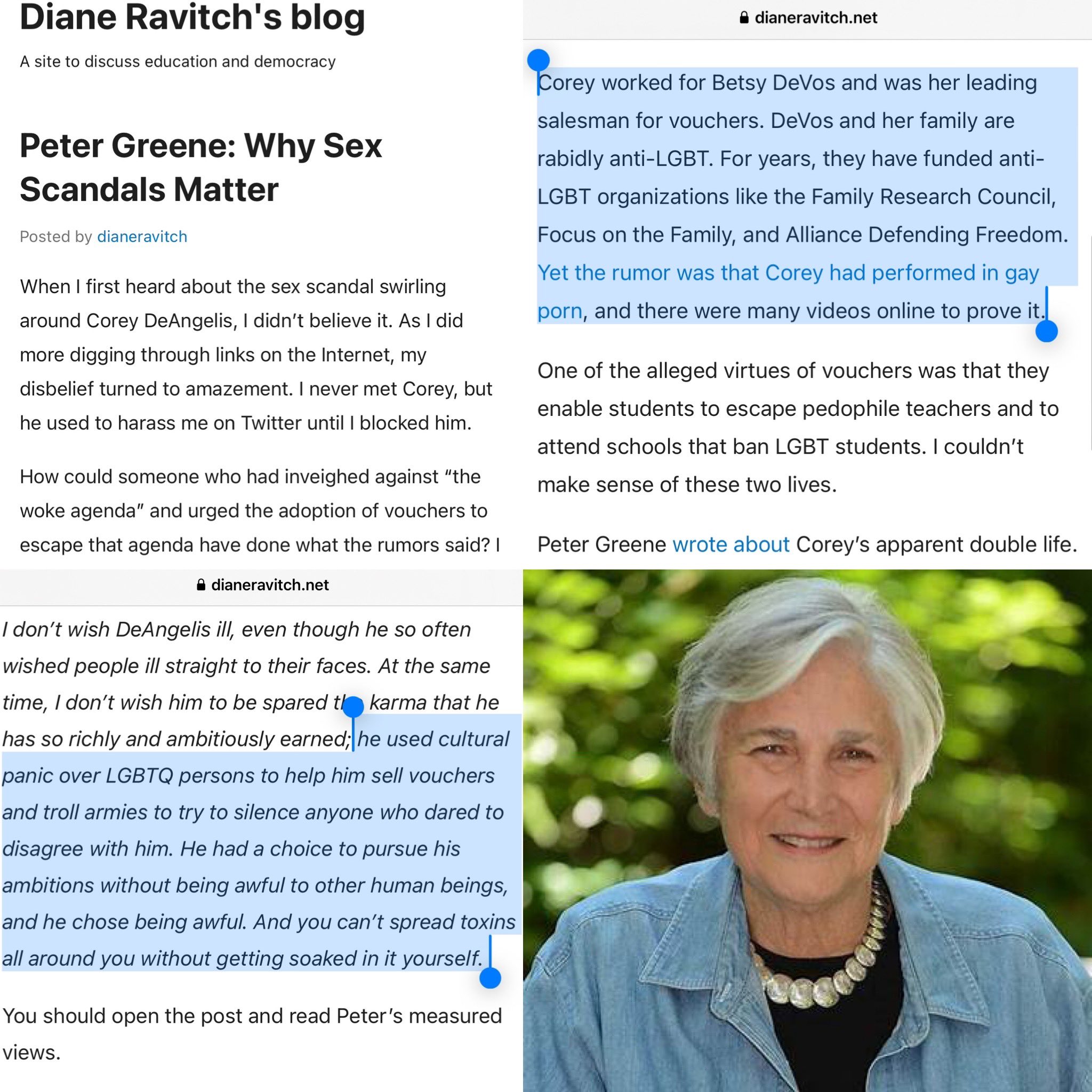 The Tennessee Holler on X: .@DianeRavitch on DeAngelis allegedly getting  outed for gay porn: “Corey worked for Betsy Devos as her leading voucher  salesman. Her familys rabidly anti-🏳️‍🌈.” @palan57: “He couldve pursued