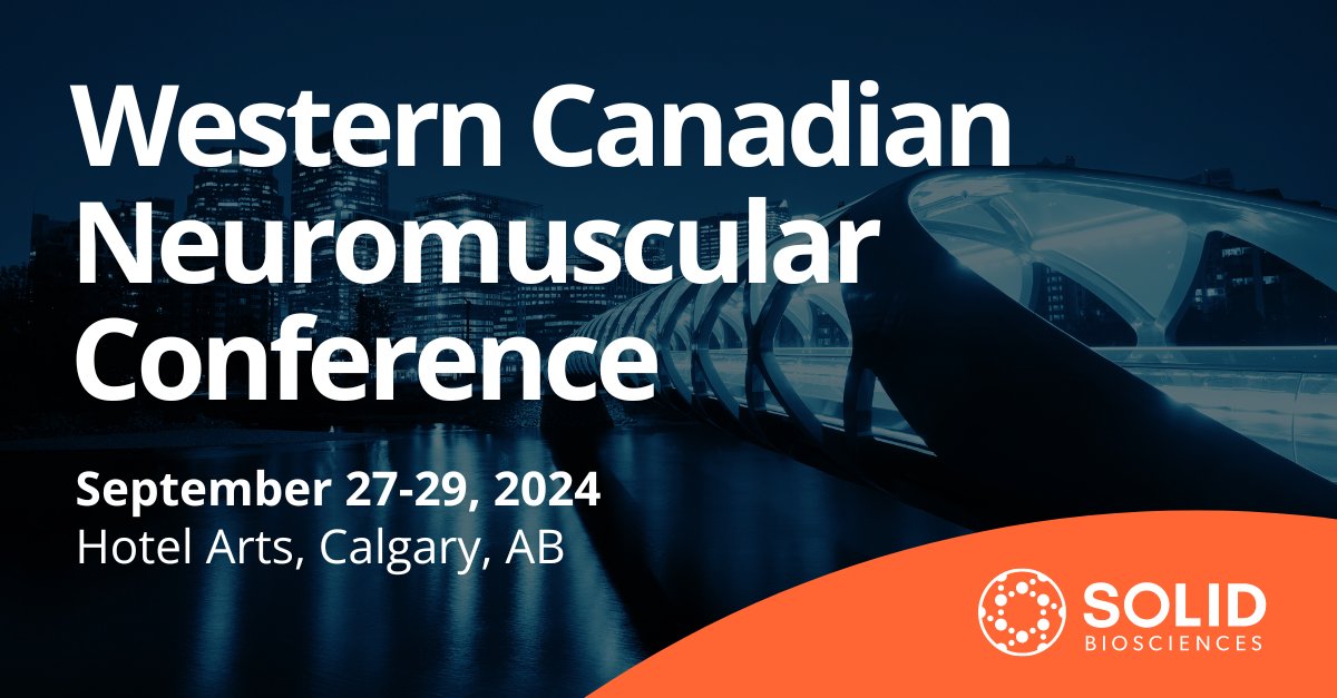 Solid Biosciences (@solid_bio) on Twitter photo Solid is proud to be a sponsor of the Western Canadian Neuromuscular Conference.
Solid looks forward to connecting with the neuromuscular community in Calgary, AB, from September 27-29.
Learn more: wcnmc.ca
#WCNMC2024 <a href="/WCNMConference/">Western Canadian Neuromuscular Conference</a> Solid is proud to be a sponsor of the Western Canadian Neuromuscular Conference.
Solid looks forward to connecting with the neuromuscular community in Calgary, AB, from September 27-29.
Learn more: wcnmc.ca
#WCNMC2024 <a href="/WCNMConference/">Western Canadian Neuromuscular Conference</a>
