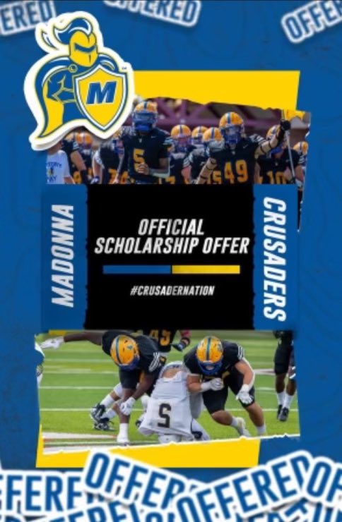 Bless to receive a offer and a full scholarship from Madonna’s really appreciate everyone 🙏🏾💙<a href="/CoachL_Johnson/">Larry Johnson</a> <a href="/CoachPettway/">CoachPettway</a> <a href="/Coach_LCollins/">Lance Collins</a> <a href="/Money_McCants10/">Gerald D. McCants</a> <a href="/MUCrusadersFB/">Madonna Football</a>