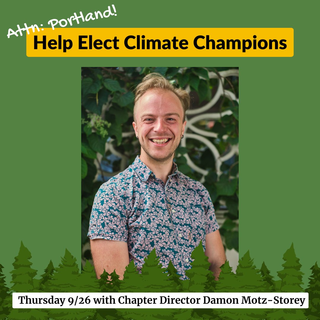 ORSierraClub's tweet photo. 📢 Portland friends! Join us TOMORROW Sept 26th, 6-7:30pm at 1821 SE Ankeny for our #ClimateActionCorps event! Let’s work together to elect climate champions in Oregon's critical races this November. 
RSVP: https://t.co/KnmKFH7cSz
#SierraClubOR #PortlandClimateAction https://t.co/cXLGMMTT2z