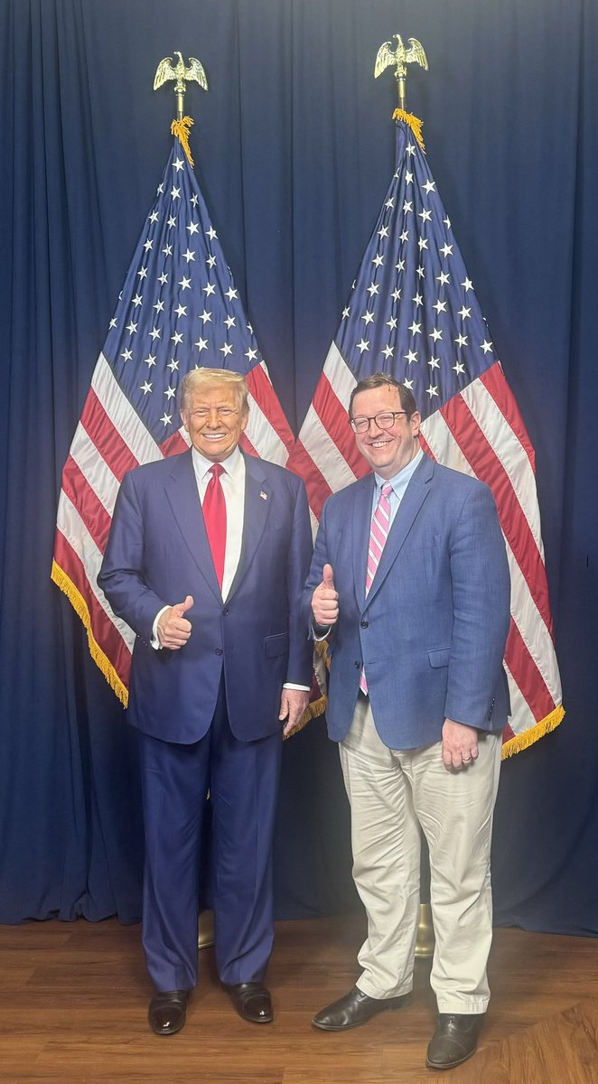 JoshMcKoon's tweet photo. It was a privilege to be able to speak with President @realDonaldTrump yesterday in Savannah about what we are doing at the Georgia Republican Party to achieve victory in November. 

He is working so hard for us — and we are going to run flat out for the next 41 days to elect him the 47th President of the United States!

#gapol #gagop