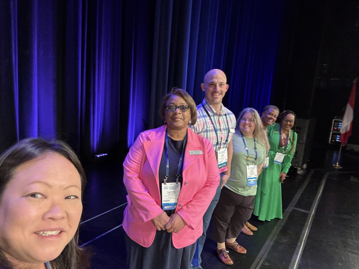 Opening session rehearsal today. I spy David Dai with NOTICE and WONDER! I also spy our incoming NCTM board members. Hope everyone is having a great day! Hope to see you at opening session at 5:30pm today! #NCTM #NCTM24 #NCTMCHI24