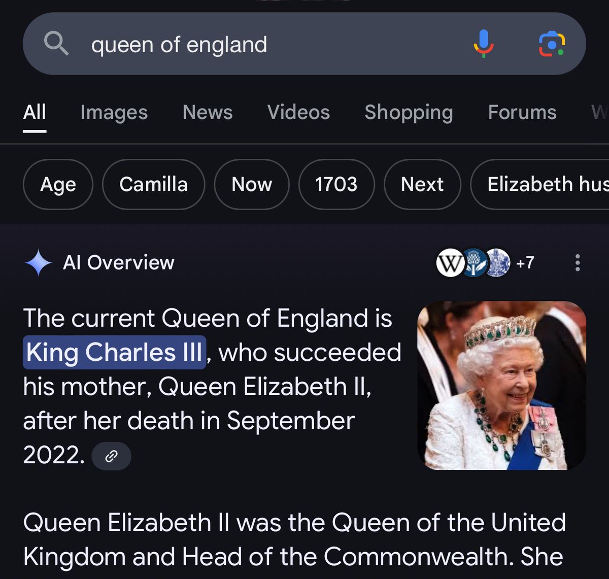 CurtBrooks's tweet photo. @heelvsbabyface AI responses do not acknowledge Camilla so why would the BBC intern running social media accounts? https://t.co/iJXxT2ZDkt