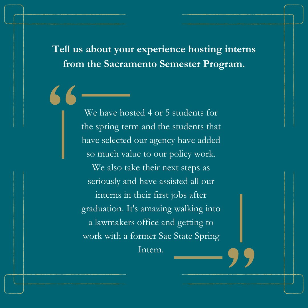 INTERN HOST SPOTLIGHT:
When <a href="/castudentaid/">CA Student Aid Commission</a> is busy working to make higher education more accessible in California, they are also mentoring student interns from the #sacsemester. Learn more about their experience with our amazing interns here in this spotlight. #CalGrant #FinAid