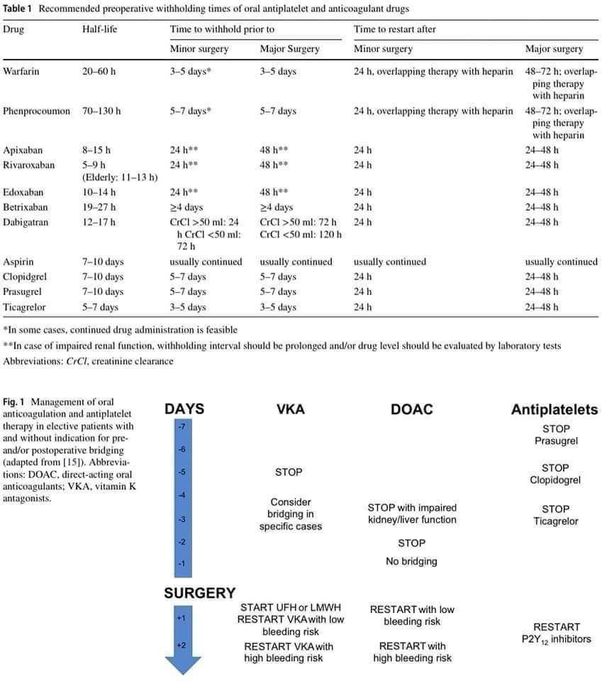 ZHeart11768530's tweet image. 🔴 Perioperative Management of Antithrombotic Therapy (Antiplatelet &amp;amp; Anticoagulant)

link.springer.com/article/10.100…
#cardiology  #Cathlab #RadialFirst
#anesthesiology #anesthesia #CABG #surgery #internalmedicine #hospitalist #meded