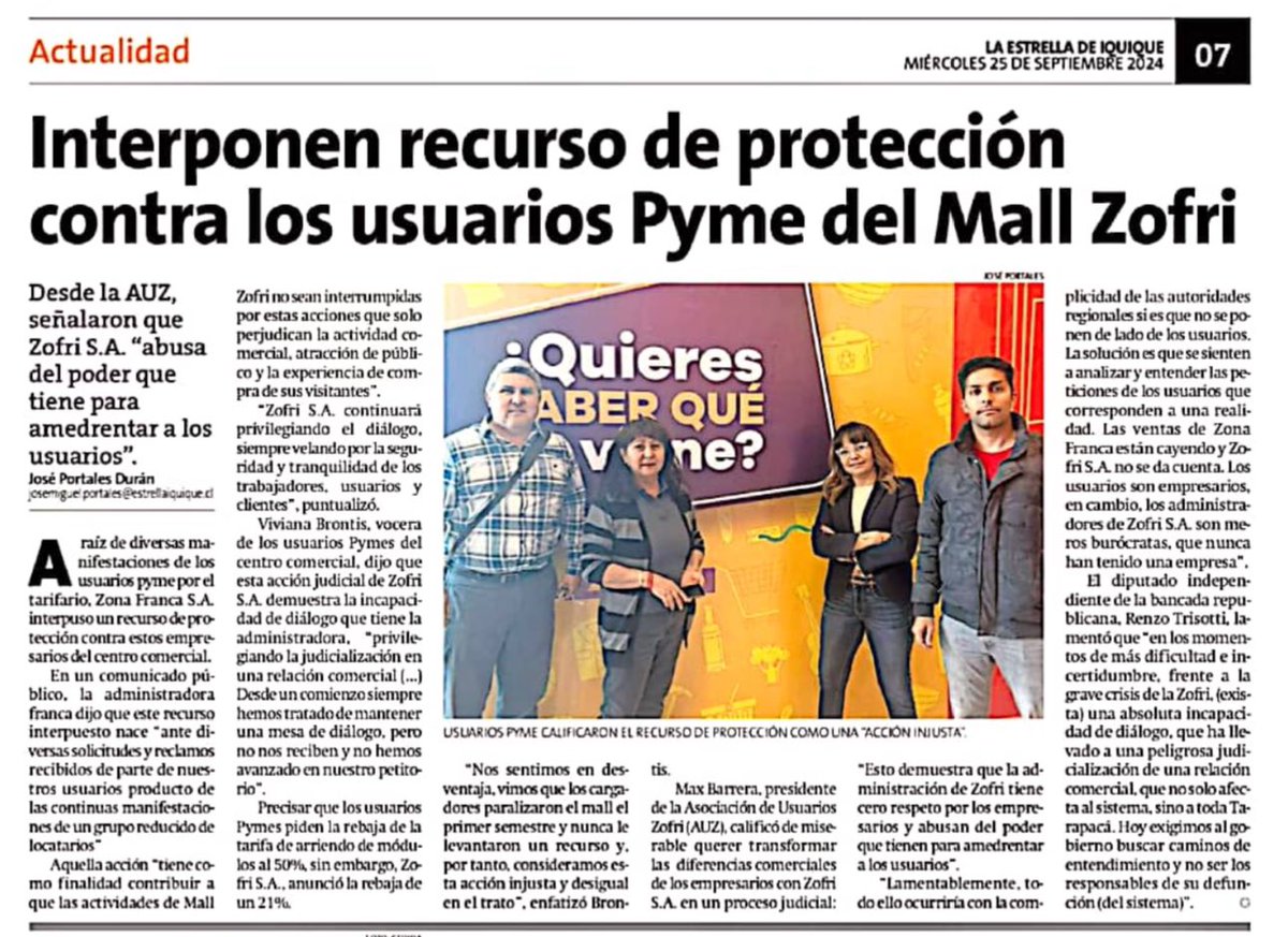 XimenaNaranjoP's tweet photo. En estos momentos de incertidumbre, debemos priorizar el diálogo y la colaboración. La judicialización de @Zofri_SA solo afecta a #Tarapacá y su gente. Como futura alcaldesa, mi compromiso es buscar acuerdos que impulsen el desarrollo de nuestra comuna y región para que ZOFRI vuelva a ser el motor que necesitamos en #Iquique.