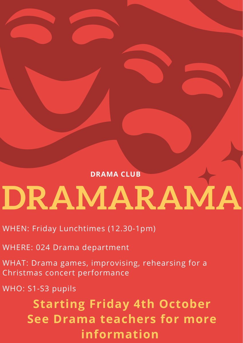 BIG NEWS! GHS Drama is bringing back Dramarama in October, and we are also launching our first rehearsals for ‘senior showcase’. See Miss Stewart or Miss Kimmett for more information! 🎭