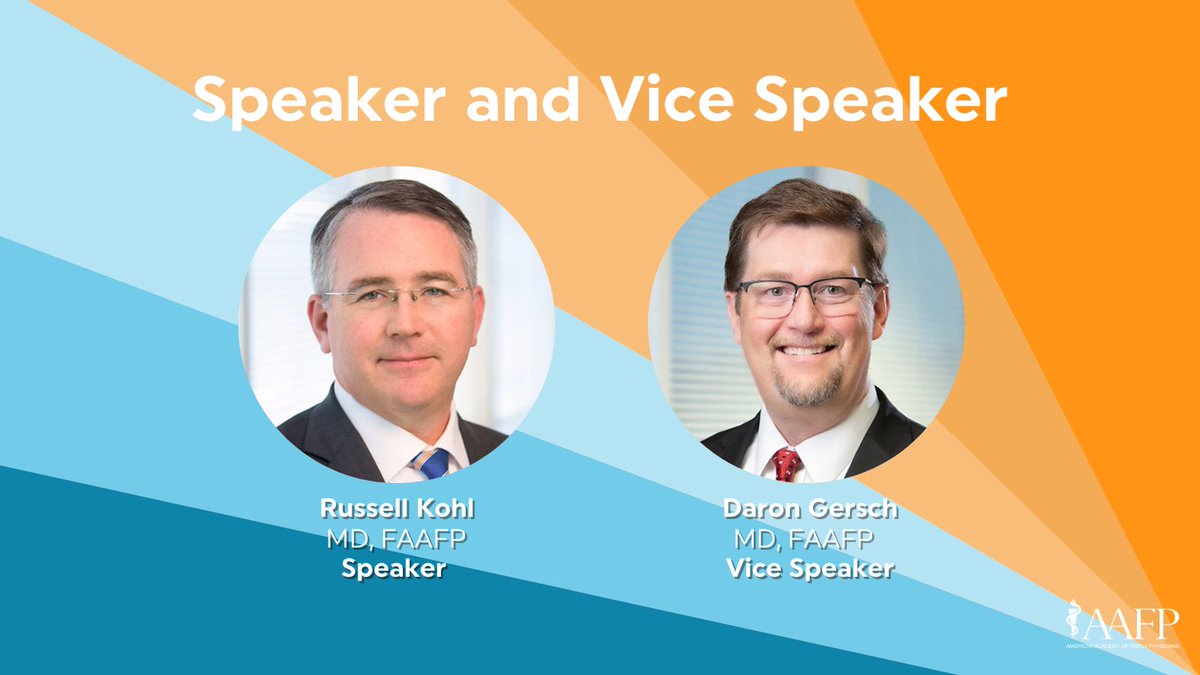 aafp's tweet photo. On the heels of successfully facilitating the 2024 Congress of Delegates, @RussellKohl and @DaronGerschmd have been reelected as speaker and vice speaker of the #AAFP! 🎊  https://t.co/0jgHSPdVSc https://t.co/PANYIPV5zq