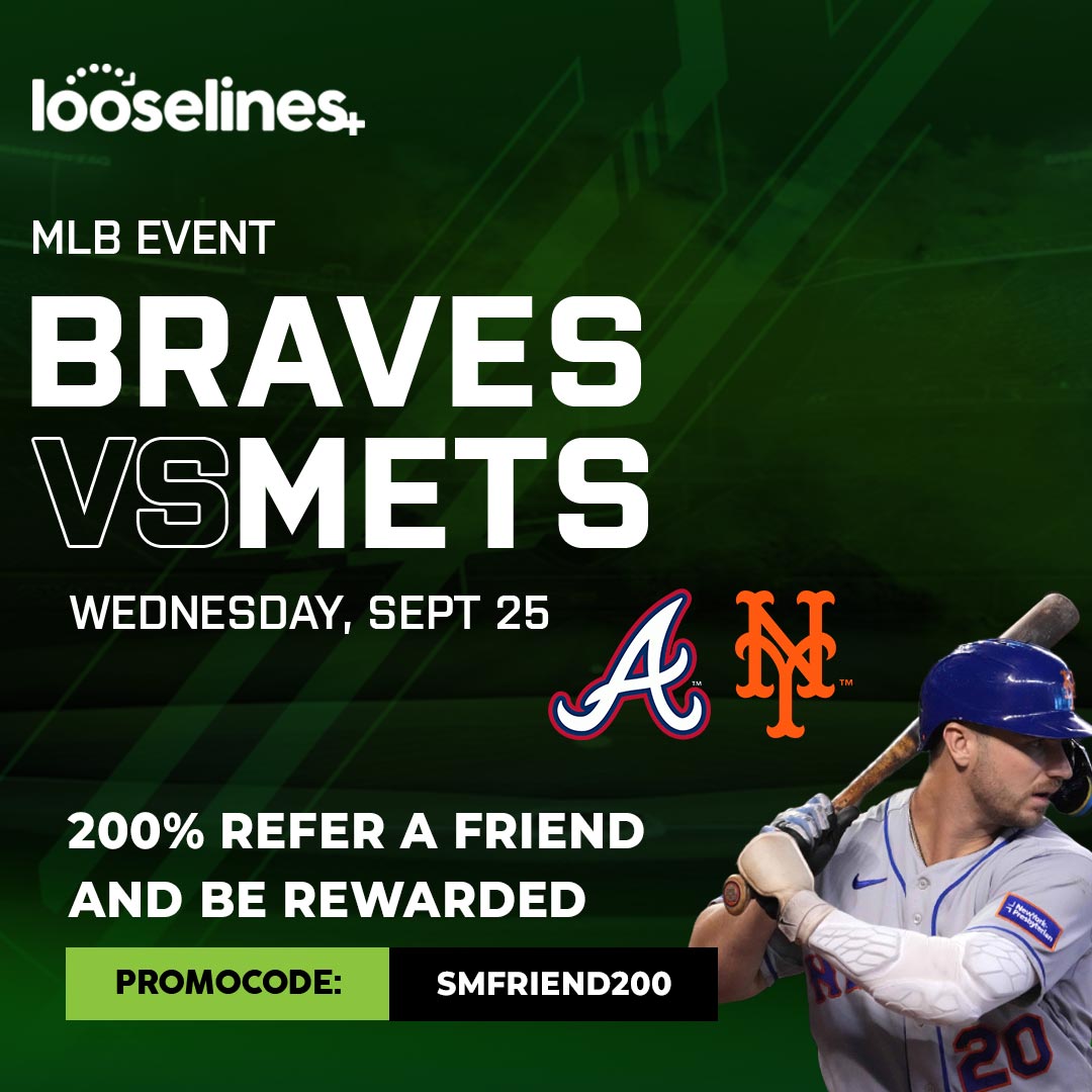 Two of the best teams in the NL face off tonight. Braves vs. Mets. Don't miss it!

Braves are favored at -170, Mets are +155.

BET NOW→ bit.ly/looselines_tw

#BravesMets #MLB
