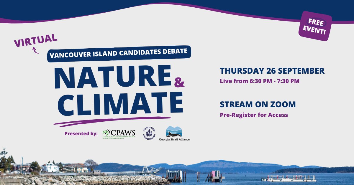 Due to popular demand, we will now be streaming the #VancouverIsland Candidates #Debate 💻🎉

If you weren't able to attend due to ferry restrictions or location on the #Islands - now's your chance!

Pre-register for link 👉 ow.ly/Vtsj50TvxGV

#CPAWSBC #Election #BC