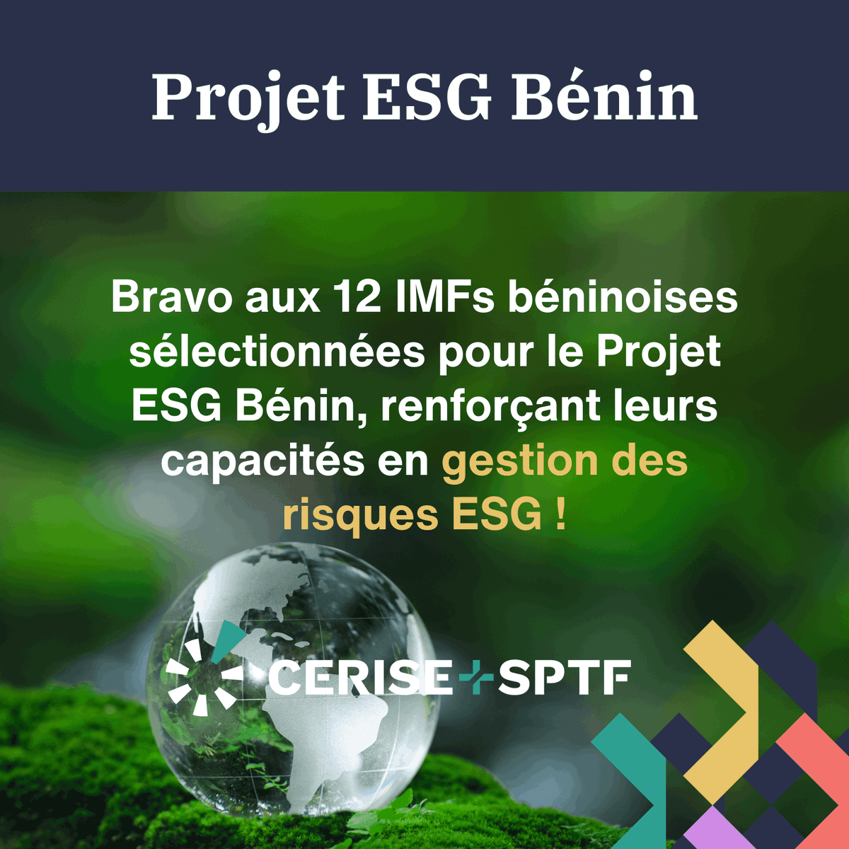👏 Félicitations aux 12 IMFs béninoises pour leur sélection ds le 𝐏𝐫𝐨𝐣𝐞𝐭 𝐄𝐒𝐆 𝐁𝐞́𝐧𝐢𝐧: 1️⃣ initiative innovante visant à renforcer les capacités des institutions de microfinance ds la gestion des risques #ESG

A Lire
linkedin.com/posts/social-p…

#FinanceDurable #Benin