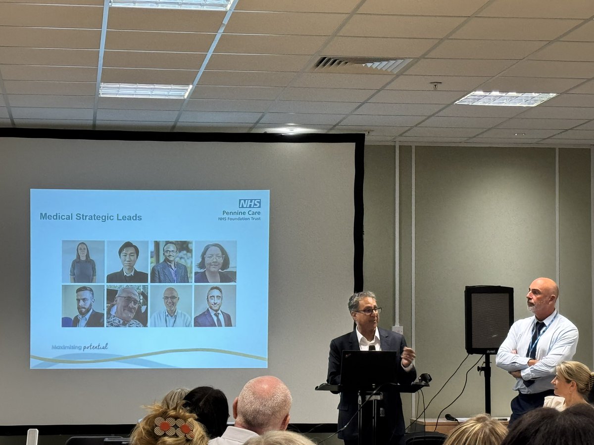 NilikaP's tweet photo. @psychsandhu and @timmcdougall69 speking at @PennineCareNHS AGM. opportunity to reflect on our achievements and focus on quality amidst the rising challenges. Clinically led and expertly managed. @AntHassallNHS @sarah_preedy @psycholdham @DrAnkushSinghal https://t.co/2WYJ37Usn6