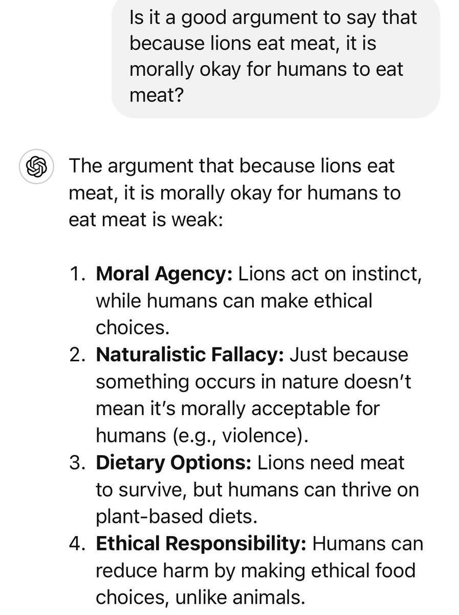 NothingIsArt's tweet image. ChatGPT has a higher IQ than antivegans.