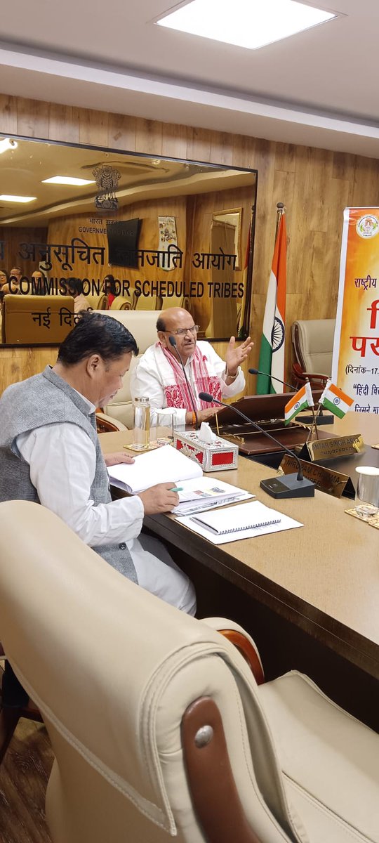 ncsthq's tweet photo. Tribal representatives from Manipur (Kuki) met Shri Antar Singh Arya, Hon'ble Chairman and Shri Nirupam Chakma, Hon'ble Member, NCST seeking urgent action to safeguard and protect their constitutional rights and for prevention of atrocities committed against them. https://t.co/183OER7ptl