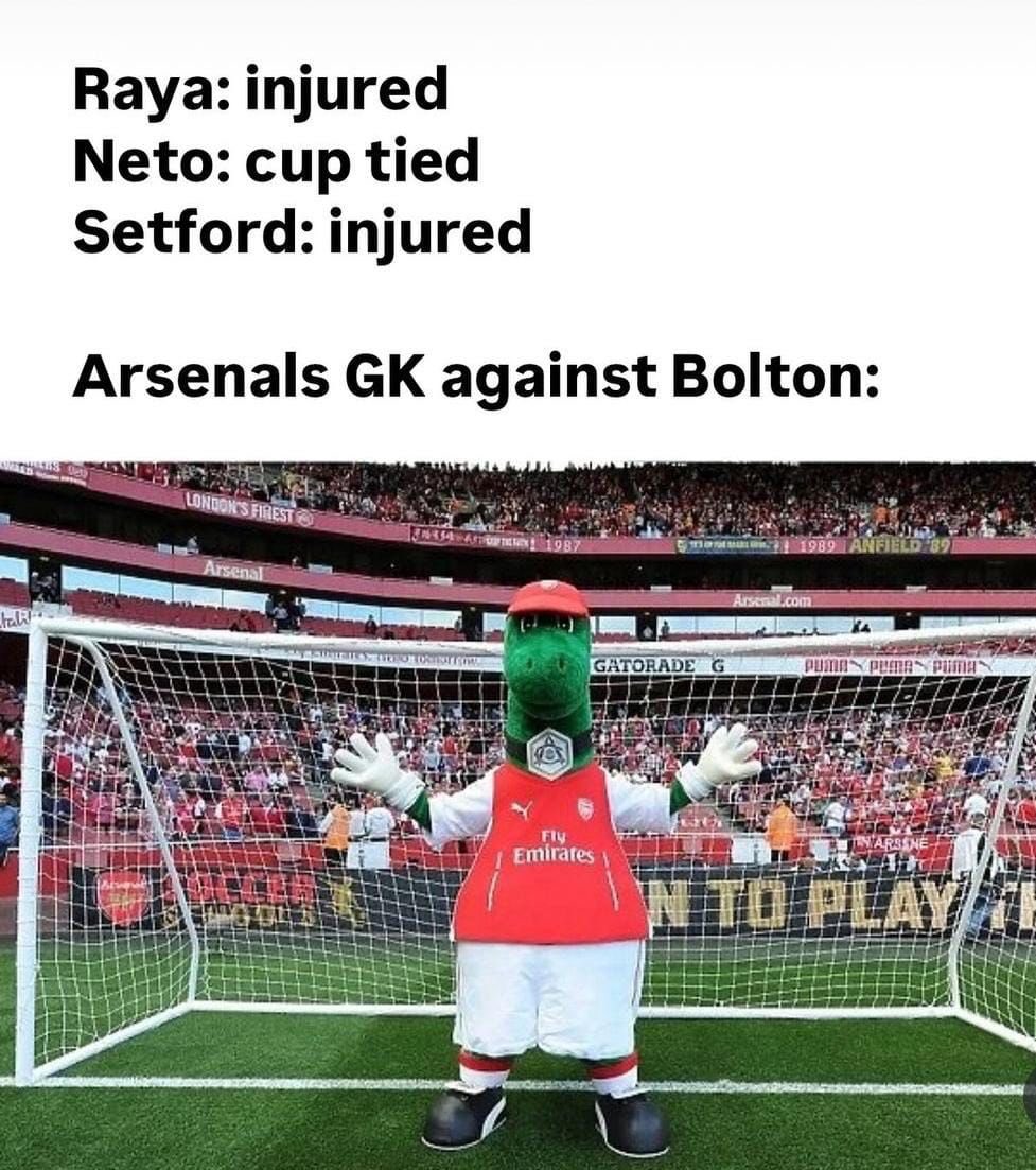 Thank goodness we’ve gone for the 16 year old Porter in goal. #Arsenal #Gunners